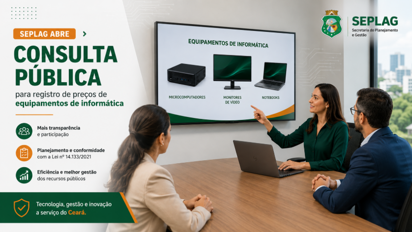 Seplag abre consulta pública para registro de preços de equipamentos de informática